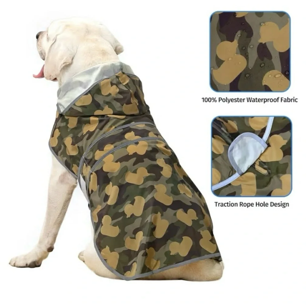 Green Camouflage Ducks Dog Raincoat